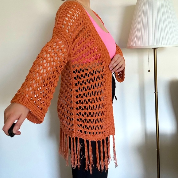 3/50$ Knitted cape cardigan in boho style / size M - Picture 2 of 10